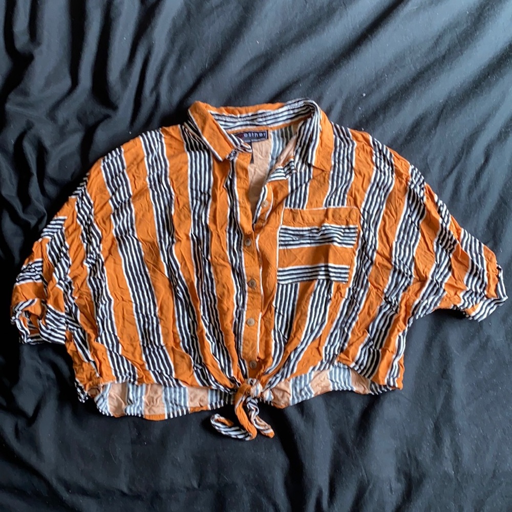 Orange Stripped Crop Top